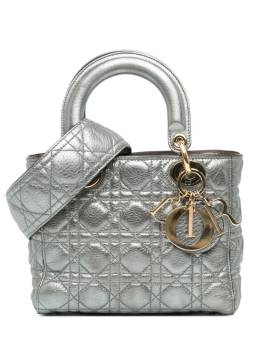 Christian Dior Pre-Owned 2017 kleine Metallic Cannage Supple Lady Dior Satchel-Tasche - Silber von Christian Dior