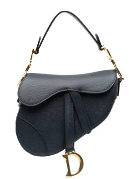 Christian Dior Pre-Owned 2018 Mini Grained Saddle Schultertasche aus Kalbsleder - Blau von Christian Dior