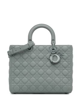 Christian Dior Pre-Owned 2020 große Ultra Matte Cannage Lady Dior Satchel-Tasche aus Kalbsleder - Grau von Christian Dior