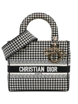 Christian Dior Pre-Owned 2021 mittelgroße Lady D Lite Satchel-Tasche mit Hahnentrittmuster - Schwarz von Christian Dior