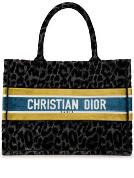 Christian Dior Pre-Owned 2021 mittelgroße Velvet Leopard Mizza Book Tote Bag - Schwarz von Christian Dior