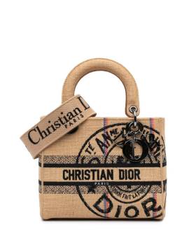 Christian Dior Pre-Owned 2022 mittelgroße Lady D Lite Satchel-Tasche aus Canvas mit Jute-Stickerei - Braun von Christian Dior