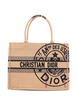 Christian Dior Pre-Owned 21st Century mittelgroße Jute Book Tote Bag aus Canvas - Braun von Christian Dior