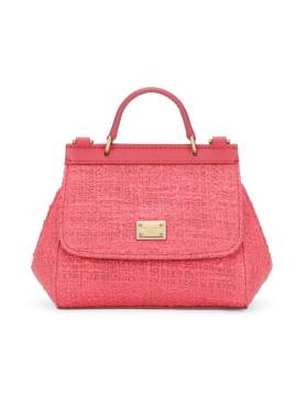 Dolce & Gabbana Kids Mini Sicily Bouclé-Tasche - Rosa von Dolce & Gabbana Kids