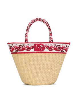 Dolce & Gabbana Kids Schultertasche mit Majolica-Print - Nude von Dolce & Gabbana Kids