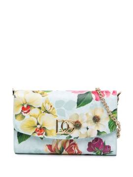 Dolce & Gabbana Pre-Owned 21st Century Dauphine Umhängetasche aus Leder mit Kettenriemen und Blumen-Print - Blau von Dolce & Gabbana Pre-Owned