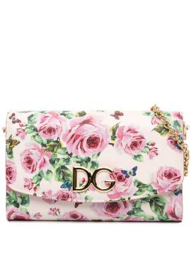 Dolce & Gabbana Pre-Owned 21st Century Dauphine Umhängetasche aus Leder mit Kettenriemen und Rosen-Print - Rosa von Dolce & Gabbana Pre-Owned