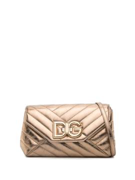 Dolce & Gabbana Gesteppte Schultertasche mit Logo-Schild - Gold von Dolce & Gabbana