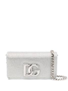 Dolce & Gabbana Kristallverzierte Clutch mit Logo-Schild - Silber von Dolce & Gabbana