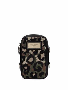 Dolce & Gabbana Mini Kuriertasche mit Camouflage-Print - Schwarz von Dolce & Gabbana