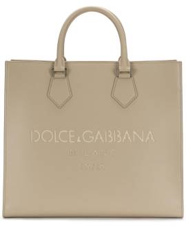 Dolce & Gabbana Shopper mit Logo-Prägung - Nude von Dolce & Gabbana