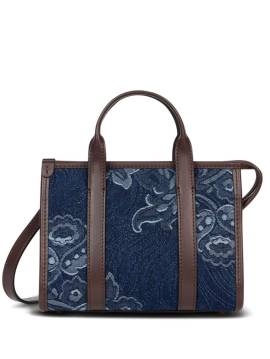 ETRO mini floral-jacquard denim tote bag - Blau von ETRO