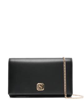 Elisabetta Franchi logo turn-lock leather clutch bag - Schwarz von Elisabetta Franchi