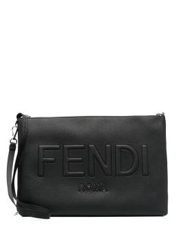 FENDI Clutch mit Logo-Prägung - Schwarz von FENDI