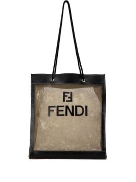 Fendi Pre-Owned 2000-2010 Leather-Trimmed Mesh Logo tote bag - Braun von Fendi