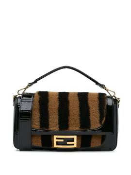 Fendi Pre-Owned 2010-2024 Pequin Baguette Satchel-Tasche aus Shearling - Schwarz von Fendi