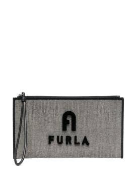 Furla Canvas-Clutch mit Logo - Grau von Furla