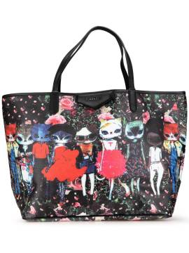 Givenchy Pre-Owned 2000-2024 Coated Canvas Cat Print Antigona tote bag - Schwarz von Givenchy Pre-Owned