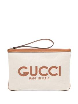 Gucci Canvas-Clutch mit Logo-Print - Nude von Gucci