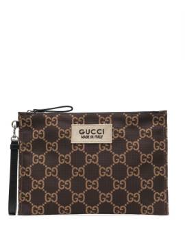 Gucci Clutch aus recyceltem Material mit GG - Braun von Gucci