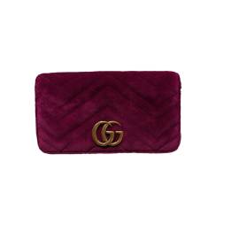 Gucci GG Marmont Chain Flap Wallet Samt Cross body tashe von Gucci