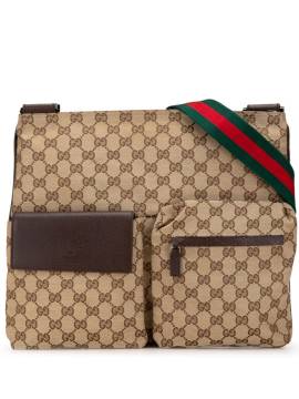 Gucci Pre-Owned 2000-2015 mittelgroße GG Canvas Double Pocket Kuriertasche - Braun von Gucci