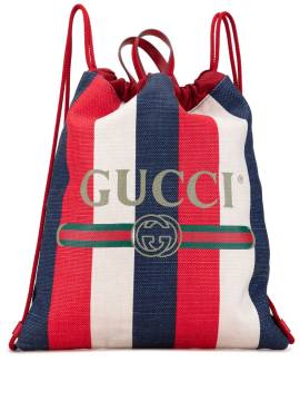 Gucci Pre-Owned 2016-2023 Sylvie Stripe Logo Rucksack aus Canvas mit Kordelzug - Rot von Gucci