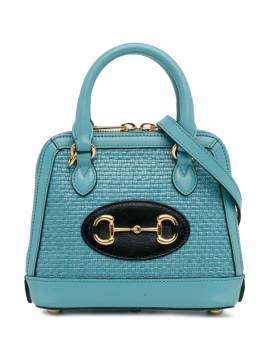 Gucci Pre-Owned 2016-2023 mini Horsebit 1955 Handtasche aus Raffiabast - Blau von Gucci