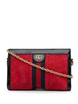 Gucci Pre-Owned 2016-2023 kleine Ophidia Web Chain Umhängetasche aus Wildleder - Schwarz von Gucci