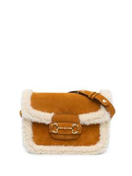 Gucci Pre-Owned 2016-2023 kleine Wildleder-Horsebit 1955 Umhängetasche mit Shearling-Besatz - Braun von Gucci