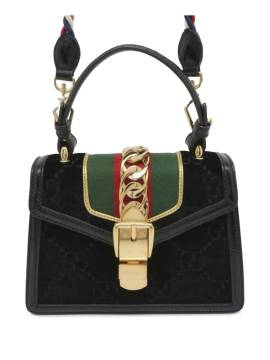 Gucci Pre-Owned 2016-2023 mini Sylvie Satchel-Tasche aus GG Samt - Schwarz von Gucci