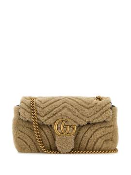 Gucci Kleine Marmont Schultertasche aus Shearling - Nude von Gucci