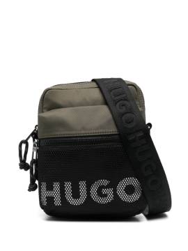 HUGO Mesh-Overlay-Kuriertasche mit Kontrastlogo - Grün von HUGO