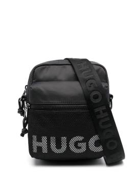 HUGO Mesh-Overlay-Kuriertasche mit Kontrastlogo - Schwarz von HUGO