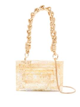 Isla Eckige Schultertasche mit geflochtenem Riemen - Gold von Isla