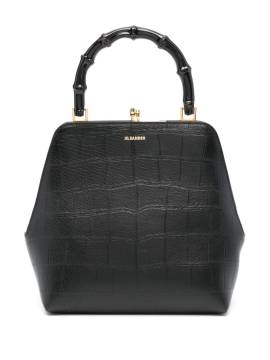 Jil Sander Goji Bamboo Shopper mit Kroko-Optik - Schwarz von Jil Sander