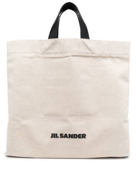 Jil Sander Shopper aus Leinen mit Logo-Print - Nude von Jil Sander