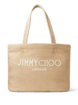 Jimmy Choo Strandtasche aus Bast mit Logo-Stickerei - Nude von Jimmy Choo