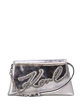 Karl Lagerfeld K/Signature 2.0 Schultertasche im Metallic-Look - Silber von Karl Lagerfeld