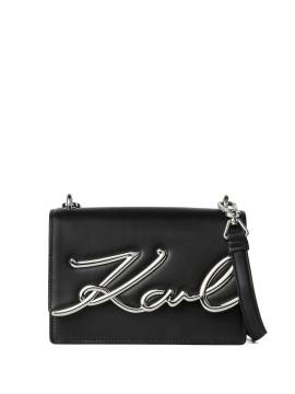 Karl Lagerfeld Signature Schultertasche aus Leder - Schwarz von Karl Lagerfeld