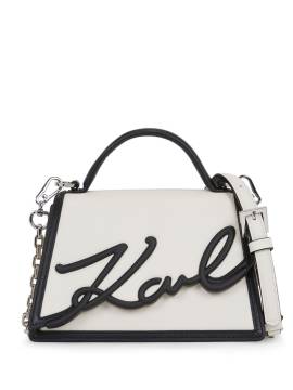 Karl Lagerfeld Signatur Handtasche aus Leder - Weiß von Karl Lagerfeld