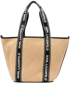 Karl Lagerfeld Strandtasche mit Logo-Patch - Nude von Karl Lagerfeld