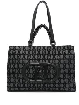 LIU JO Shopper aus Monogramm-Jacquard - Schwarz von LIU JO