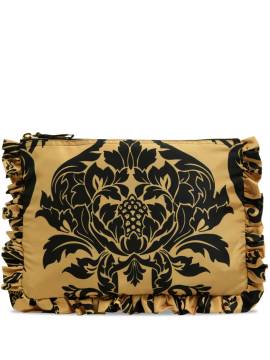 La DoubleJ Gerüschte Clutch mit Cherubs-Print - Gold von La DoubleJ