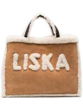 Liska Handtasche mit Logo-Schriftzug - Braun von Liska