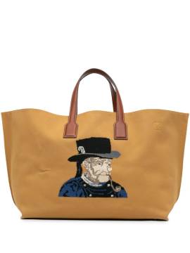 Loewe Pre-Owned 2017 große Fisherman T Tote Bag aus Canvas mit Stickerei - Braun von Loewe