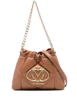 Love Moschino Beuteltasche mit Logo-Schild - Braun von Love Moschino