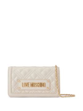 Love Moschino Clutch mit Logo-Schild - Weiß von Love Moschino