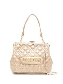 Love Moschino Gesteppte Handtasche mit Logo-Schild - Gold von Love Moschino