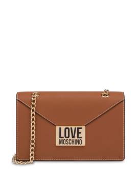 Love Moschino Handtasche mit Logo-Schild - Braun von Love Moschino